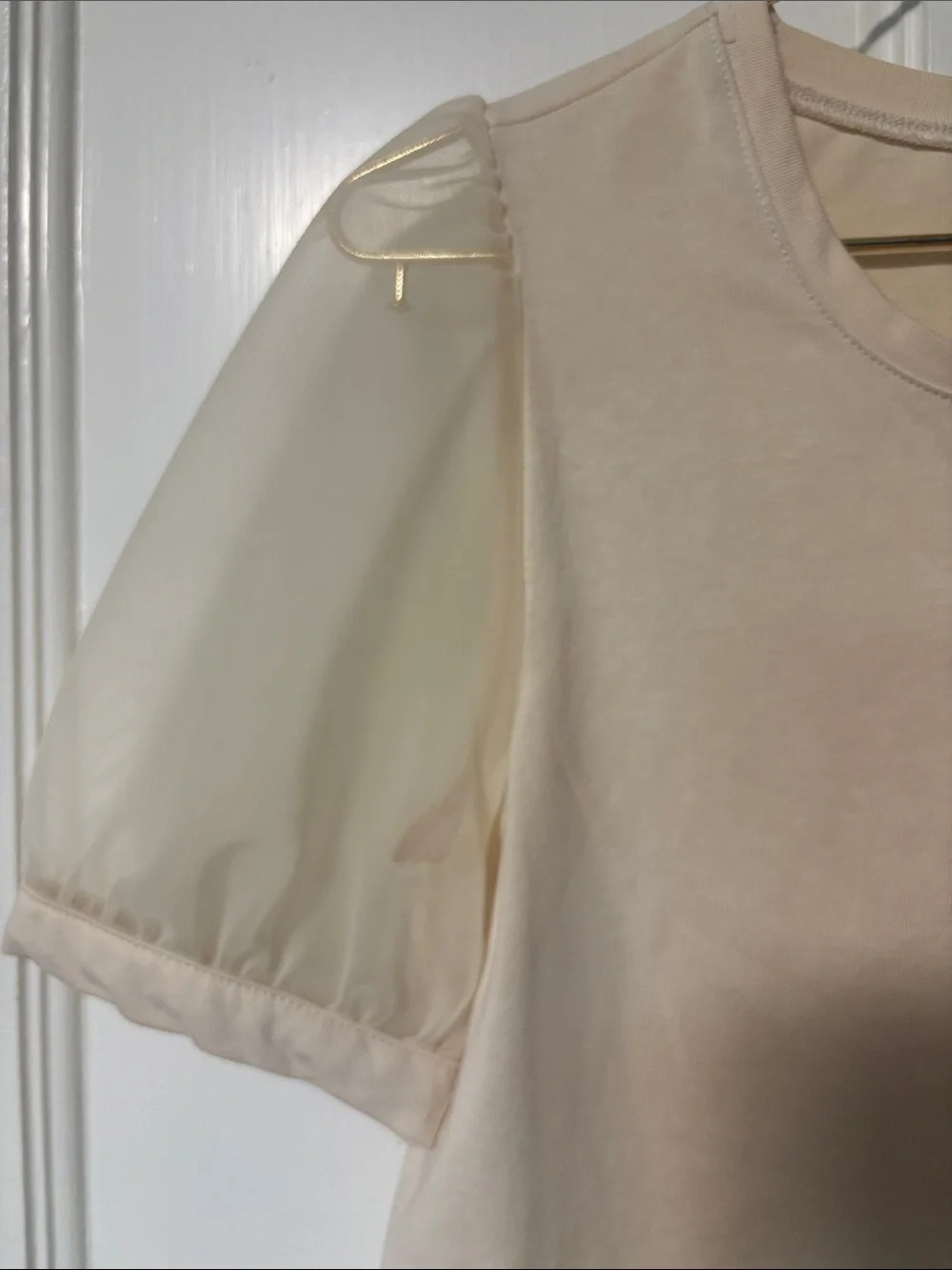 Madewell Cream Puff-Sleeve Tee with Sheer Sleeves